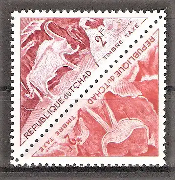 Briefmarke Tschad Portomarke Zusammendruck Mi.Nr. 27 ** + 28 ** Prähistorische Felsgravierungen im Tibesti-Gebirge (Sahara) 1962