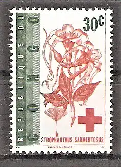 Briefmarke Kongo - Kinshasa Mi.Nr. 121 ** 100 Jahre Internationales Rotes Kreuz 1963 / Strophanthus sarmentosus