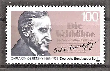 Briefmarke Berlin Mi.Nr. 851 ** 100. Geburtstag von Carl von Ossietzky 1989 / Publizist