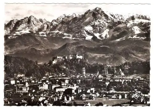 Ansichtskarte Österreich - Salzburg / Ortsansicht mit Hohen Göll (2071)