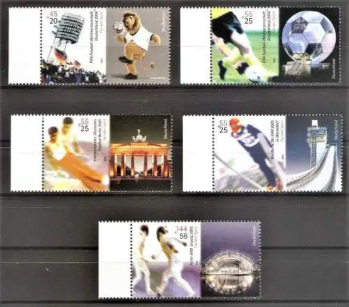 Briefmarke BRD Mi.Nr. 2439-2443 ** Seitenränder links - Sporthilfe 2005 / Kompletter Satz !