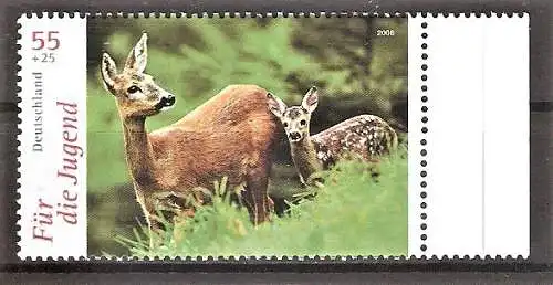Briefmarke BRD Mi.Nr. 2542 ** Seitenrand rechts - Heimische Tiere 2006 / Reh (Capreolus capreolus)