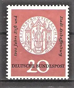 Briefmarke BRD Mi.Nr. 255 ** 1000 Jahre Stift und Stadt Aschaffenburg 1957 / Aschaffenburger Stadtsiegel