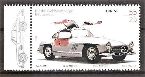 Briefmarke BRD Mi.Nr. 1525 ** Seitenrand links - Oldtimer-Automobile 2002 / Mercedes 300 SL (1954)