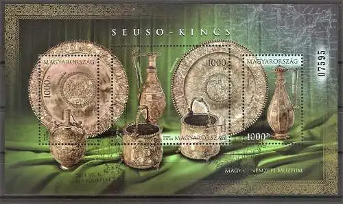 Briefmarke Ungarn Block 430 A ** (Mi.Nr. 6063-6065 A **) Rückkehr des Seuso-Schatzes nach Ungarn 2019
