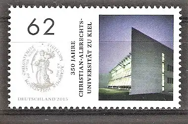 Briefmarke BRD Mi.Nr. 3139 ** 350 Jahre Christian-Albrechts-Universität Kiel 2015 / Westfassade der Universitätsbibliothek