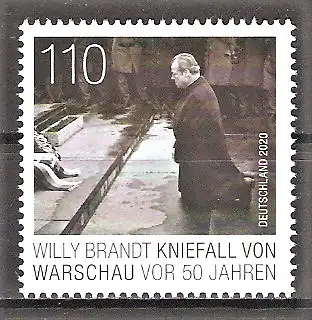 Briefmarke BRD Mi.Nr. 3579 ** 50. Jahrestag des Kniefalls von Warschau 2020 / Bundeskanzler Willy Brandt