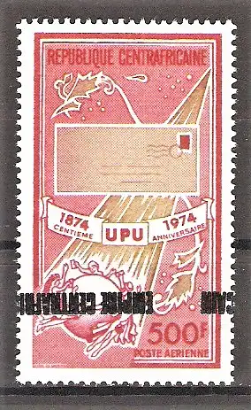 Briefmarke Zentralafrikanische Republik Mi.Nr. 457 ** Marken früherer Ausgaben mit farbigem Bdr.-Aufdruck 1977