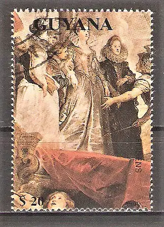 Briefmarke Guyana Mi.Nr. 3183 o Gemälde 1990 - "Die Landung von Maria de Medici in Marseille" von Peter Paul Rubens