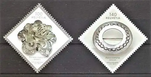 Briefmarke Schweiz Mi.Nr. 2408-2409 ** Trachtenschmuck 2015 / Kompletter Satz !