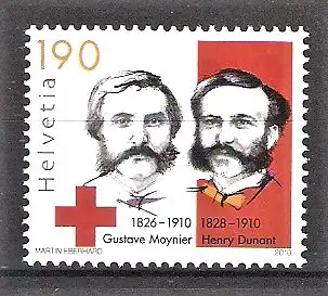 Briefmarke Schweiz Mi.Nr. 2163 ** Henri Dunant und Gustave Moynier 2010 / Rotes Kreuz