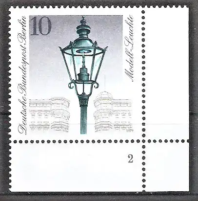 Briefmarke Berlin Mi.Nr. 603 ** BOGENECKE u.r. mit FORMNUMMER 2 / 300 Jahre Straßenbeleuchtung in Berlin 1979