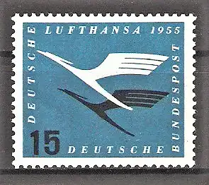 Briefmarke BRD Mi.Nr. 207 ** Flugdienstbeginn der Deutschen Lufthansa 1955 / Stilisierter Kranich (Emblem der Lufthansa)