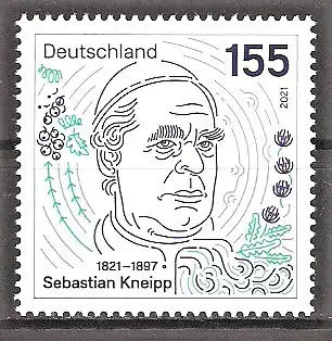 Briefmarke BRD Mi.Nr. 3598 ** 200. Geburtstag von Sebastian Kneipp 2021 / Deutscher Priester und Naturheilkundler