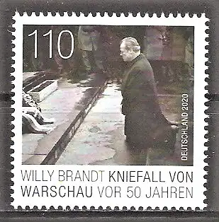 Briefmarke BRD Mi.Nr. 3579 ** 50. Jahrestag des Kniefalls von Warschau 2020 / Bundeskanzler Willy Brandt