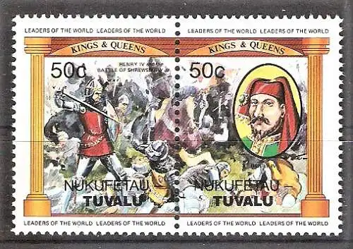Briefmarke Tuvalu - Nukufetau Zusammendruck Mi.Nr. 17-18 ** Englische Monarchen 1984 / Heinrich IV.
