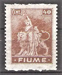 Briefmarke Fiume Mi.Nr. 40 ** Freimarke 1919 / Freiheitsstatue am Garibaldidenkmal in Mailand