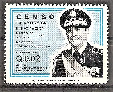 Briefmarke Guatemala Mi.Nr. 954 ** Volkszählung 1973 / General Carlos Manuel Arana Osorio