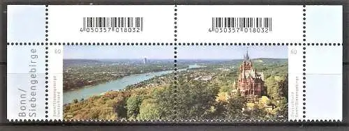Briefmarke BRD Mi.Nr. 3510-3511 ** Paar / Zusammendruck - Rheintal bei Bonn mit Schloss Drachenburg 2020 / Kompletter Satz !