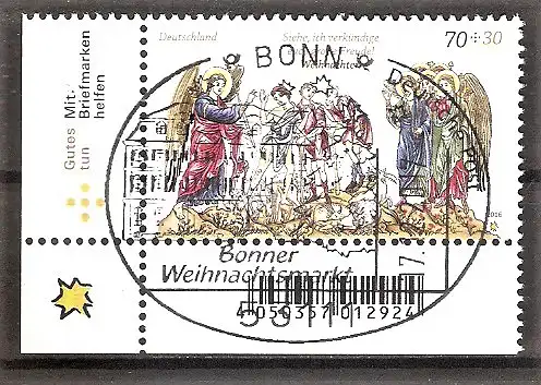 Briefmarke BRD Mi.Nr. 3266 o Bogenecke unten links - SST Bonn Weihnachtsmarkt 2017 - Weihnachten 2016