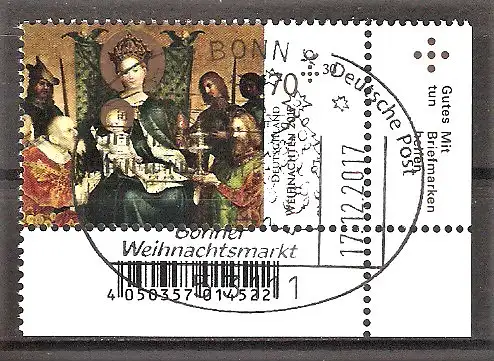 Briefmarke BRD Mi.Nr. 3340 o Bogenecke unten rechts - SST Bonn Weihnachtsmarkt 2017 - Weihnachten 2017