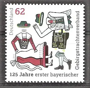 Briefmarke BRD Mi.Nr. 3159 ** 125 Jahre erster bayerischer Gebirgstrachtenverband „Gauverband I“ Traunstein 2015
