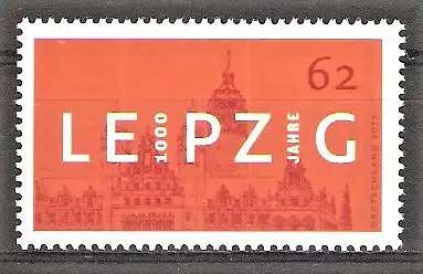 Briefmarke BRD Mi.Nr. 3164 ** 1000 Jahre Leipzig 2015 / Grafik des Neuen Rathauses von 1899