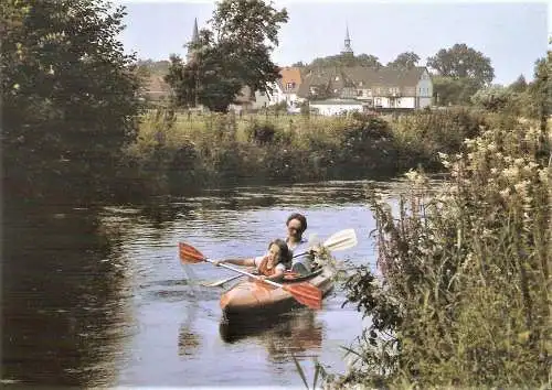 Ansichtskarte Deutschland - Hermannsburg / Ortsansicht mit Paddlern auf der Örtze (2615)