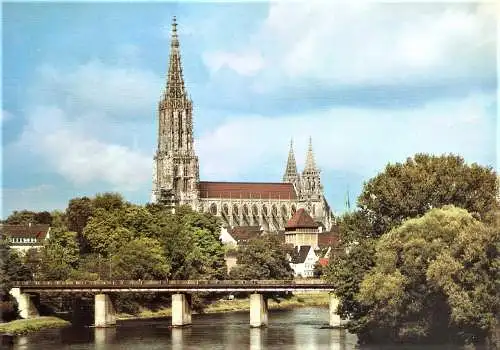 Ansichtskarte Deutschland - Ulm / Partie an der Donau mit Münster (1803)