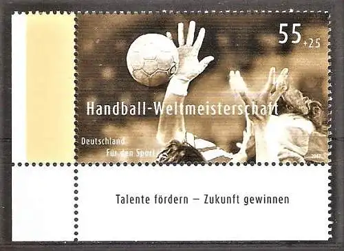 Briefmarke BRD Mi.Nr. 2578 ** Bogenecke unten links - Handball Weltmeisterschaft in Deutschland 2007