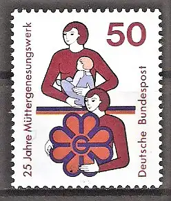 Briefmarke BRD Mi.Nr. 831 ** 25 Jahre Müttergenesungswerk 1975 / Mutter mit Kind & Mutter mit Emblem des Müttergenesungswerks