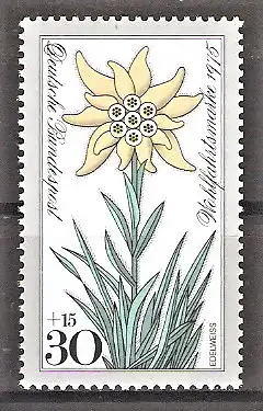 Briefmarke BRD Mi.Nr. 867 ** Wohlfahrt 1975 / Alpenblumen - Edelweiß (Leontopodium alpinum)