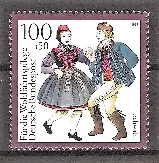 Briefmarke BRD Mi.Nr. 1698 ** Wohlfahrt 1993 / Deutsche Trachten - Schwalm (Hessen)