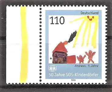 Briefmarke BRD Mi.Nr. 2062 ** Seitenrand links - 50 Jahre SOS-Kinderdörfer 1999