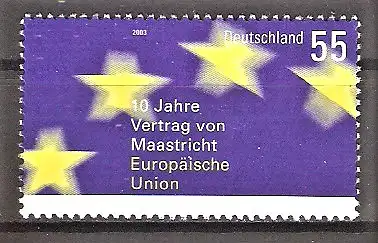 Briefmarke BRD Mi.Nr. 2373 ** 10 Jahre Vertrag von Maastricht (Europäische Union) 2003 / Sterne der Europaflagge