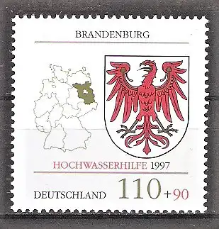 Briefmarke BRD Mi.Nr. 1941 ** Hochwasserhilfe Brandenburg 1997 / Wappen Brandenburgs