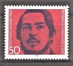 Briefmarke BRD Mi.Nr. 657 ** 150. Geburtstag von Friedrich Engels 1970 / Publizist, Sozialist