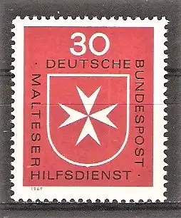 Briefmarke BRD Mi.Nr. 600 ** Malteser Hilfsdienst 1969 / Malteserkreuz