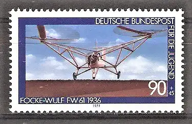 Briefmarke BRD Mi.Nr. 1008 ** Jugend 1979 - Luftfahrt / Hubschrauber Focke-Wulf Fw 61