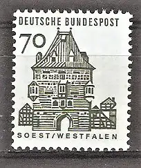 Briefmarke BRD Mi.Nr. 460 ** 70 Pf. Kleine Bauwerke 1964 / Osthofentor in Soest - Westfalen