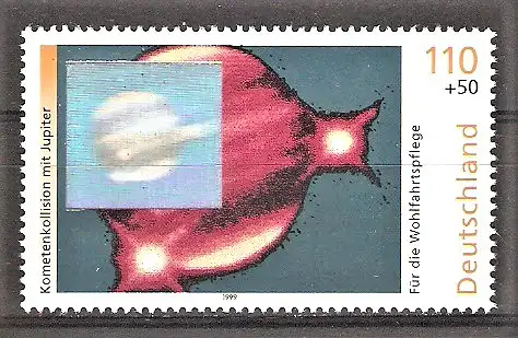Briefmarke BRD Mi.Nr. 2080 ** Wohlfahrt 1999 - Der Kosmos / Kometenkollision mit Jupiter (mit Hologrammfolie)