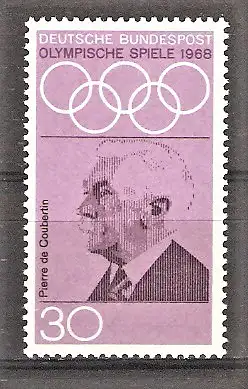 Briefmarke BRD Mi.Nr. 563 ** Olympische Sommerspiele Mexiko 1968 / Baron Pierre de Coubertin