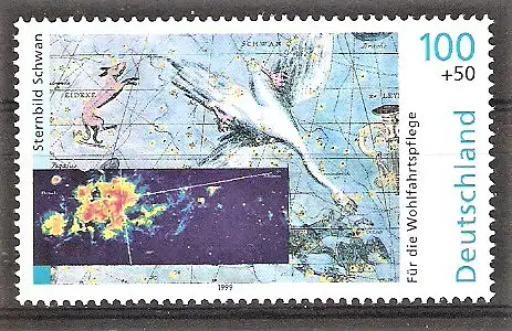 Briefmarke BRD Mi.Nr. 2078 ** Wohlfahrt 1999 - Der Kosmos / Sternbild Schwan