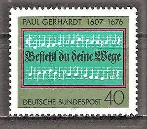 Briefmarke BRD Mi.Nr. 893 ** 300. Todestag von Paul Gerhardt 1976 / Lutherischer Kirchenliederdichter