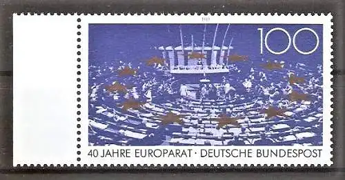 Briefmarke BRD Mi.Nr. 1422 ** Seitenrand links - 40 Jahre Europarat 1989 / Parlamentarische Versammlung, Sterne der Europafahne