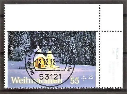 Briefmarke BRD Mi.Nr. 2961 o Bogenecke oben rechts - "Schnapszahlenstempel Bonn 12.12.12.-12" - Weihnachten 2012