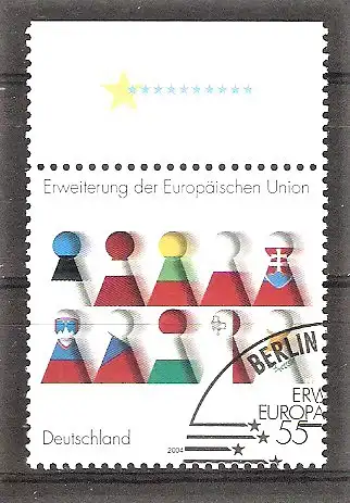 Briefmarke BRD Mi.Nr. 2400 o Oberrand - Erweiterung der Europäischen Union 2004