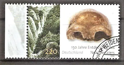 Briefmarke BRD Mi.Nr. 2553 o Seitenrand links - 150. Jahrestag der Entdeckung des Neandertalers 2006