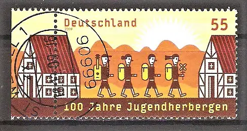 Briefmarke BRD Mi.Nr. 2753 o Seitenrand links - 100 Jahre Jugendherbergen 2009 / Wanderung von Jugendherberge zu Jugendherberge