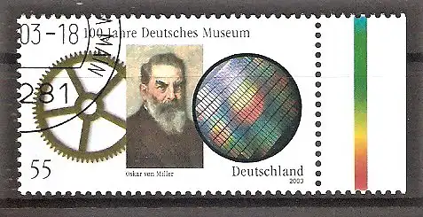 Briefmarke BRD Mi.Nr. 2332 o Seitenrand rechts - Deutsches Museum München 2003 / Oskar von Miller